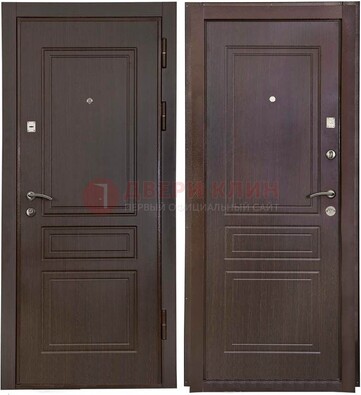 Антивандальная коричневая железная дверь с МДФ ДМ-61 в Краснознаменске
