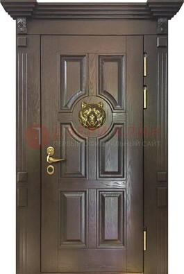 Коричневая металлическая дверь с массивом дуба ДМД-50 в Краснознаменске