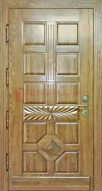 Светлая стальная дверь с массивом дуба и узором ДМД-63 в Краснознаменске