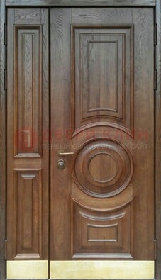 Коричневая двухстворчатая дверь с массивом дуба ДМД-71 в Краснознаменске
