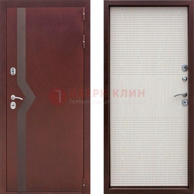 Бордовая металлическая дверь с порошковым напылением ДП-100 в Краснознаменске