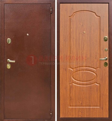 Коричневая стальная дверь с порошковым напылением ДП-137 в Краснознаменске