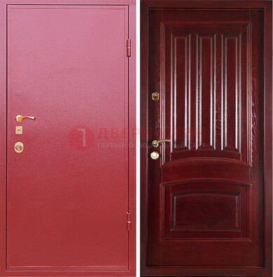 Красная металлическая дверь с порошковым напылением ДП-165 в Краснознаменске