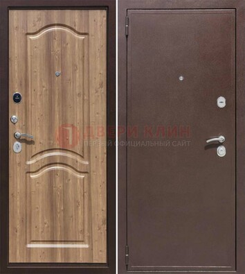 Коричневая железная дверь с порошковым окрасом ДП-191 в Краснознаменске