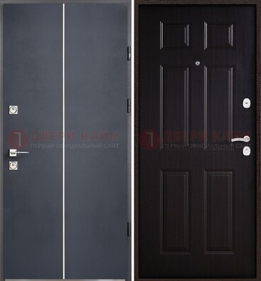 Железная дверь с порошковым покрытием и отделкой Темный орех внутри ДП-211 в Челябинске