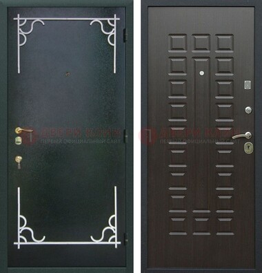 Темная входная дверь с порошковым покрытием и МДФ венге ДП-223 в Краснознаменске