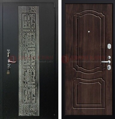 Темная входная дверь с порошковым покрытием и МДФ внутри ДП-224 в Краснознаменске