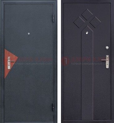 Черная входная дверь с порошковым напылением и узором внутри ДП-241 в Краснознаменске