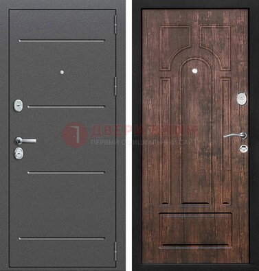 Железная дверь Антик серебро с порошковым напылением и МДФ Тисненый орех ДП-260 в Краснознаменске