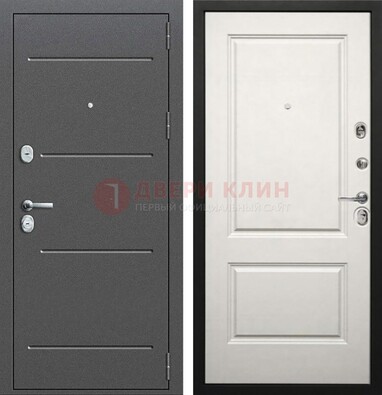 Серая стальная дверь с порошковым покрытием и светлой МДФ ДП-266 в Краснознаменске