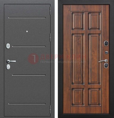 Стальная дверь с порошковым покрытием Антик серебро и филенчатой МДФ ДП-267 в Краснознаменске