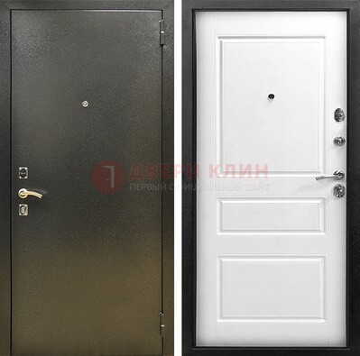 Входная дверь Темное серебро с порошковым напылением и белой МДФ ДП-272 в Краснознаменске