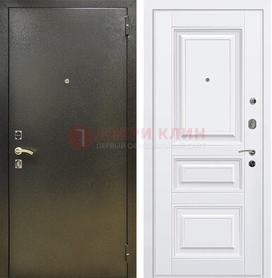 Железная темно-серая дверь с порошковым напылением и белой МДФ ДП-274 в Краснознаменске