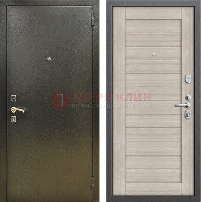 Стальная темно-серая дверь с порошковой отделкой и МДФ панелью ДП-278 в Краснознаменске