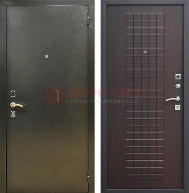 Темная железная дверь с порошковым напылением и терморазрывом МДФ Махагон ДП-286 в Ступино