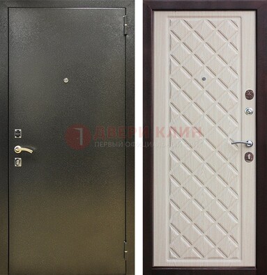 Темно-серая железная дверь с порошковым покрытием и филенчатой МДФ ДП-289 в Краснознаменске