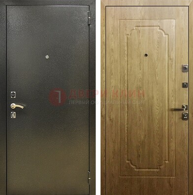 Темно-серая входная дверь с порошковым покрытием и МДФ Золотой дуб ДП-291 в Краснознаменске