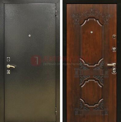 Входная дверь Темное серебро с порошковым покрытием и МДФ с узором ДП-293 в Краснознаменске