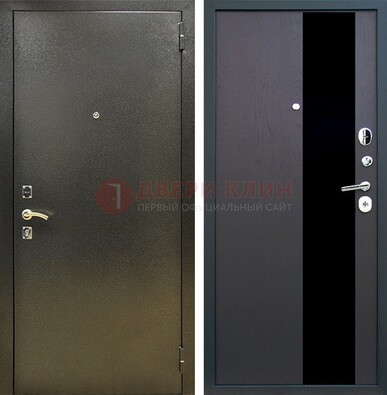 Входная темная дверь с порошковым покрытием и МДФ со стеклом ДП-294 в Ставрополе