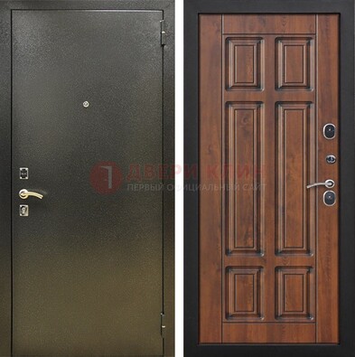 Металлическая входная темная дверь с порошковым напылением и МДФ ДП-299 в Краснознаменске
