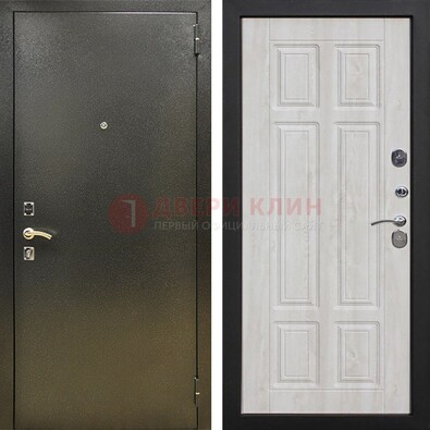 Входная темно-серая дверь с порошковым напылением и МДФ с филенкой ДП-302 в Краснознаменске