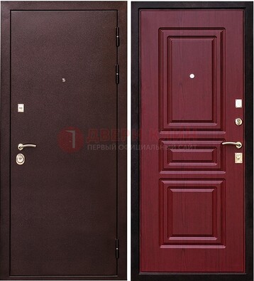 Бордовая входная дверь с порошковым окрасом ДП-36 в Краснознаменске