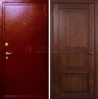 Красная железная дверь с порошковым окрасом ДП-58 в Краснознаменске