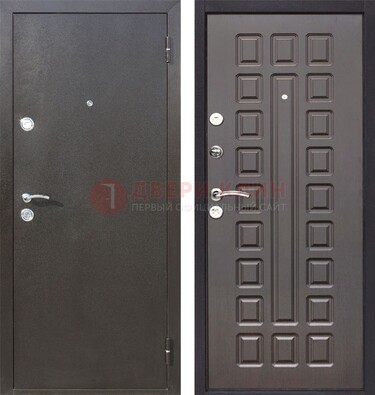 Коричневая железная дверь с порошковым окрасом ДП-63 в Краснознаменске