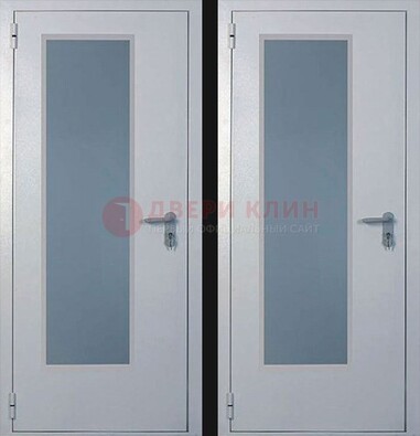 Белая металлическая противопожарная дверь с декоративной вставкой ДПП-5 в Краснознаменске