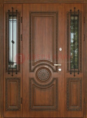 Парадная распашная стальная дверь Винорит со стеклом ДПР-106 в Краснознаменске