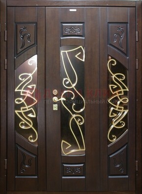 Парадная дверь со стеклом и ковкой ДПР-1 в каркасный дом в Краснознаменске