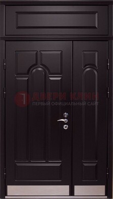 Парадная дверь с металлическими вставками ДПР-47 и фрамугой в Краснознаменске