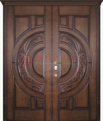 Утепленная коричневая стальная парадная дверь ДПР-51 в Краснознаменске