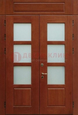 Металлическая парадная дверь со стеклом ДПР-69 для загородного дома в Краснознаменске