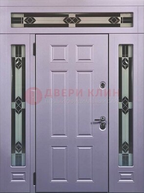 Филенчатая железная парадная дверь с фрамугами ДПР-82 в Краснознаменске