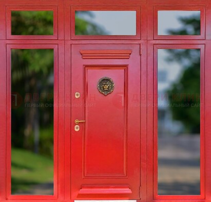 Красная парадная дверь для частного дома ДПР-88 в Краснознаменске