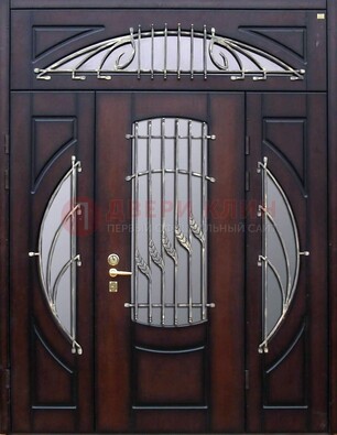 Парадная дверь со стеклянными вставками и ковкой ДПР-9 для улицы в Краснознаменске