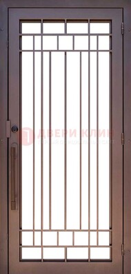 Стальная решетчатая дверь в коричневом цвете ДР-12 в Краснознаменске