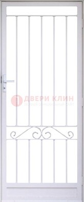 Белая стальная решетчатая дверь с волютами ДР-30 в Краснознаменске