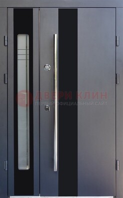 Серая стальная дверь со стеклом ДС-11 в Краснознаменске