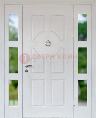 Белая стальная дверь со стеклом и фрамугами ДС-20 в Краснознаменске