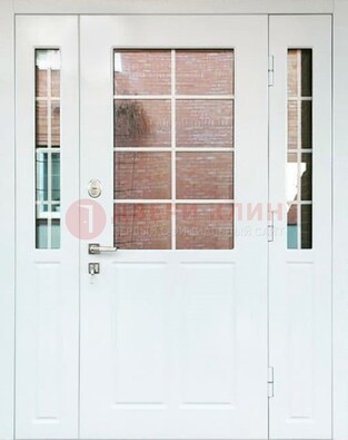 Белая стальная дверь со стеклом и фрамугами ДС-27 в Краснознаменске