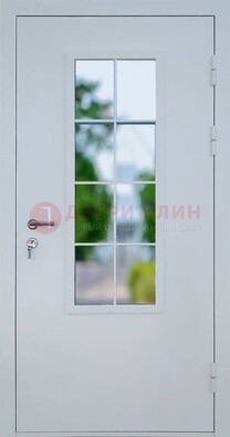 Белая железная дверь порошок со стеклом ДС-31 в Краснознаменске
