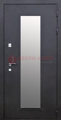 Черная стальная дверь порошок со стеклом ДС-33 в Краснознаменске