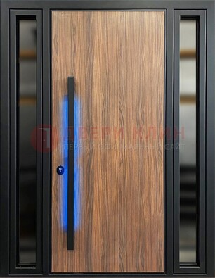 Коричневая металлическая дверь со стеклом ДС-69 в Краснознаменске