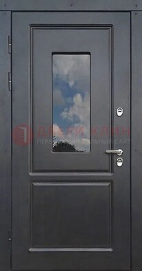 Чёрная металлическая дверь со стеклом ДС-77 в Краснознаменске