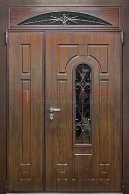 Большая металлическая дверь со стеклом и ковкой ДСК-145 в Краснознаменске