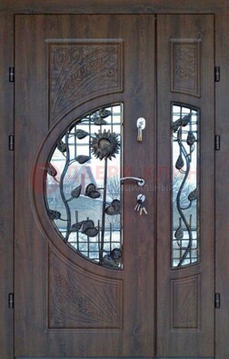 Входная дверь стекло с ковкой и резьбой ДСК-202 в Краснознаменске