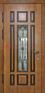 Двухцветная железная дверь Винорит со стеклом и ковкой ДСК-264 в Краснознаменске