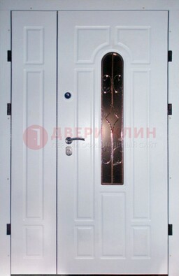 Входная дверь Винорит со стеклом в белом цвете ДСК-277 в Краснознаменске
